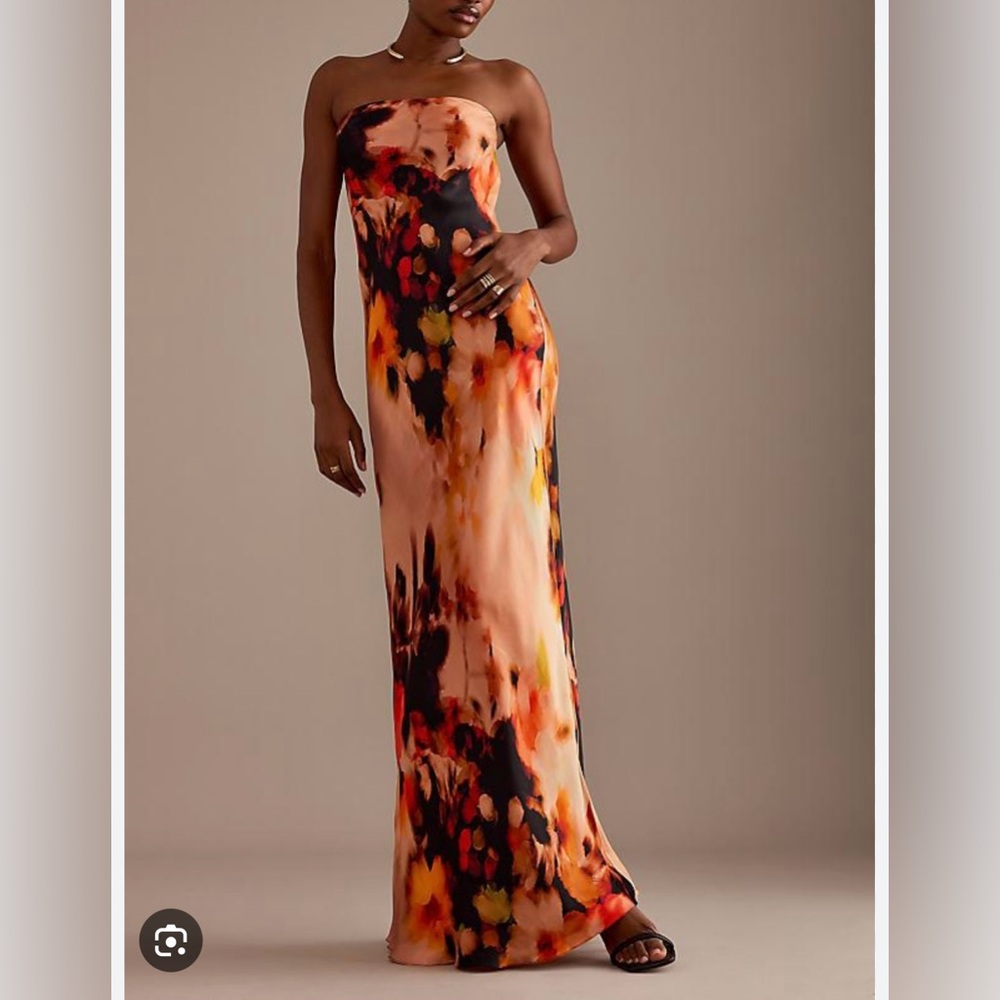 By Anthropologie The Fleur Strapless Maxi Dress